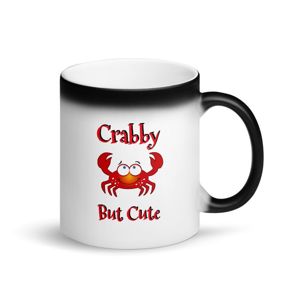 Crabby But Cute Matte Black Magic Mug