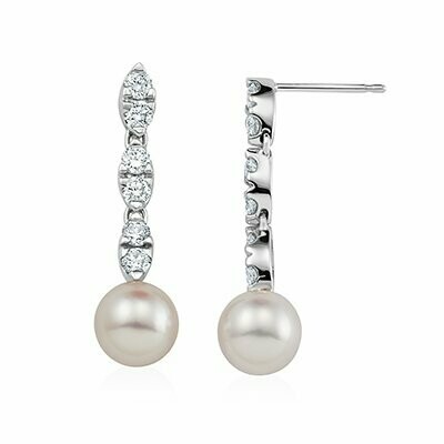 Pearl & Diamond Drop Earring