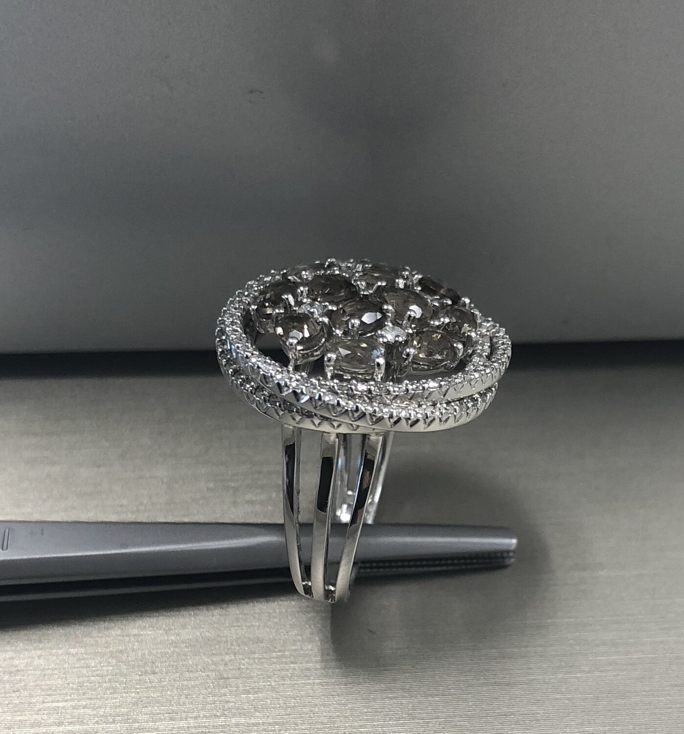 Smoky Quartz and Diamond Ring