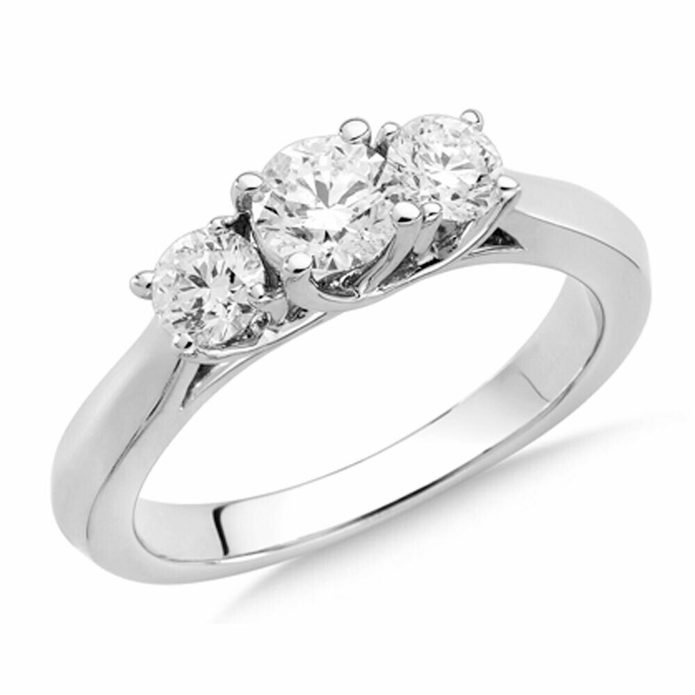 Three Stone Ring Engagement /& Anniversary Band 3Ct Round Diamond 14K White Gold
