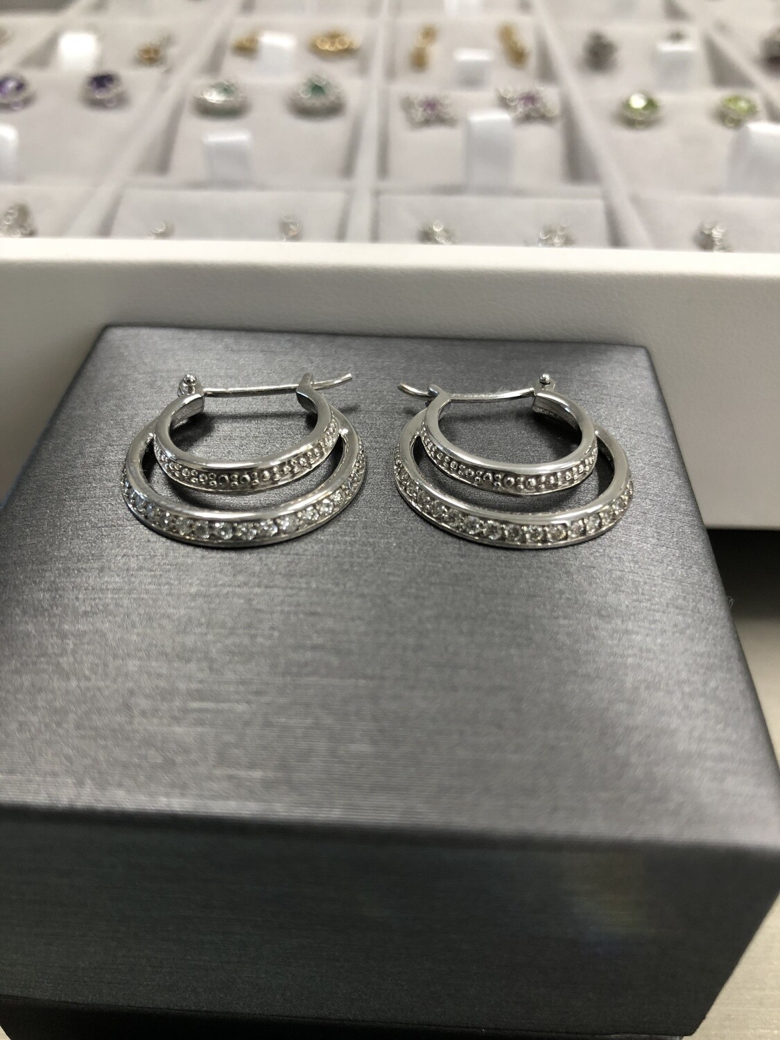 Double Hoops Diamond Earring