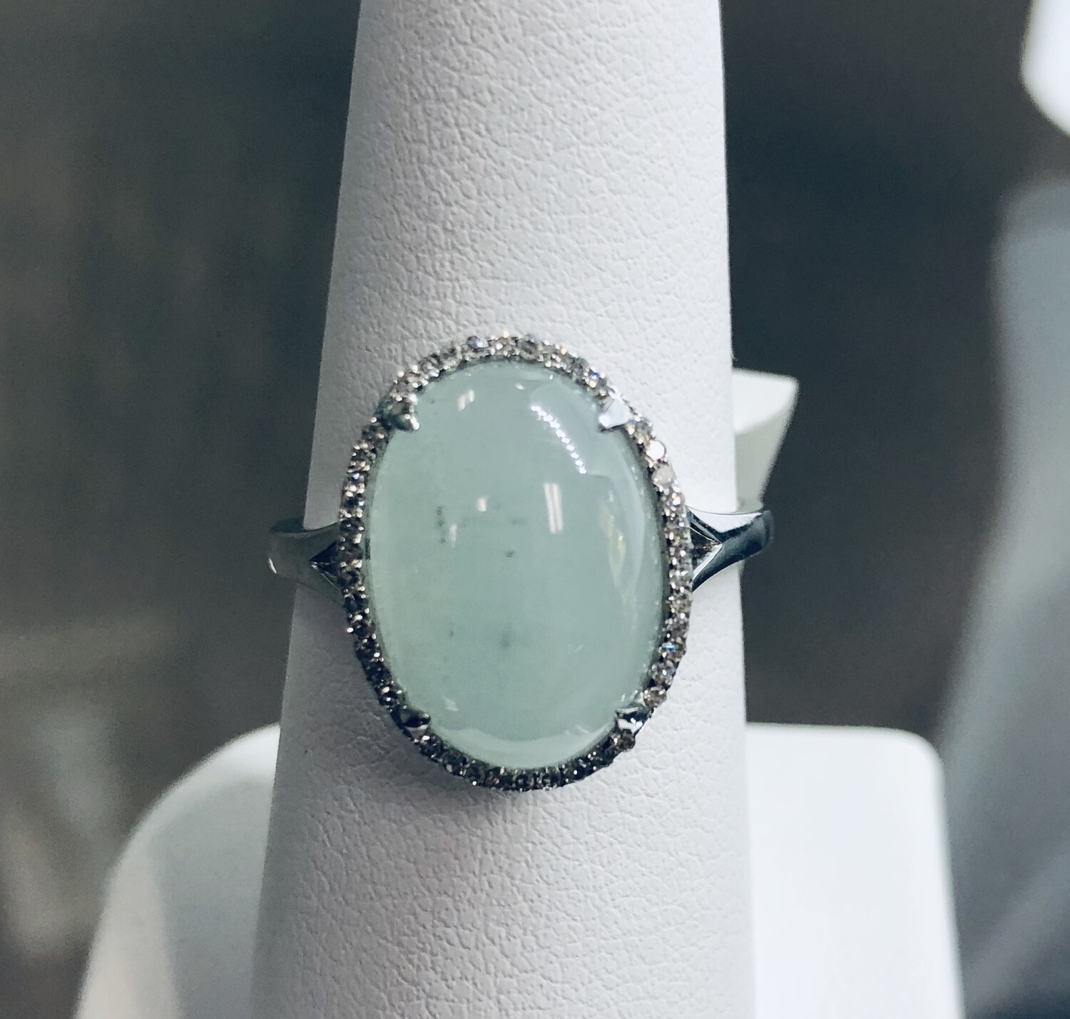 Cabochon Aquamarine and Diamond Ring