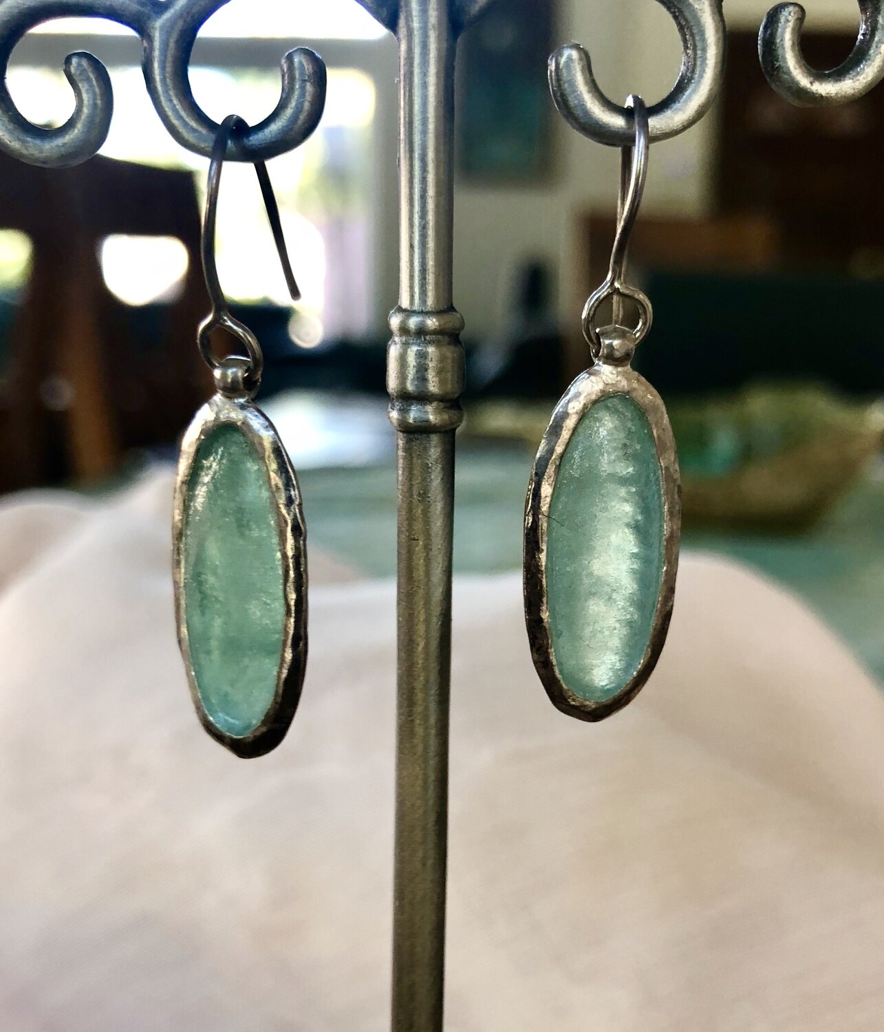 Sterling Silver Roman Glass Earring