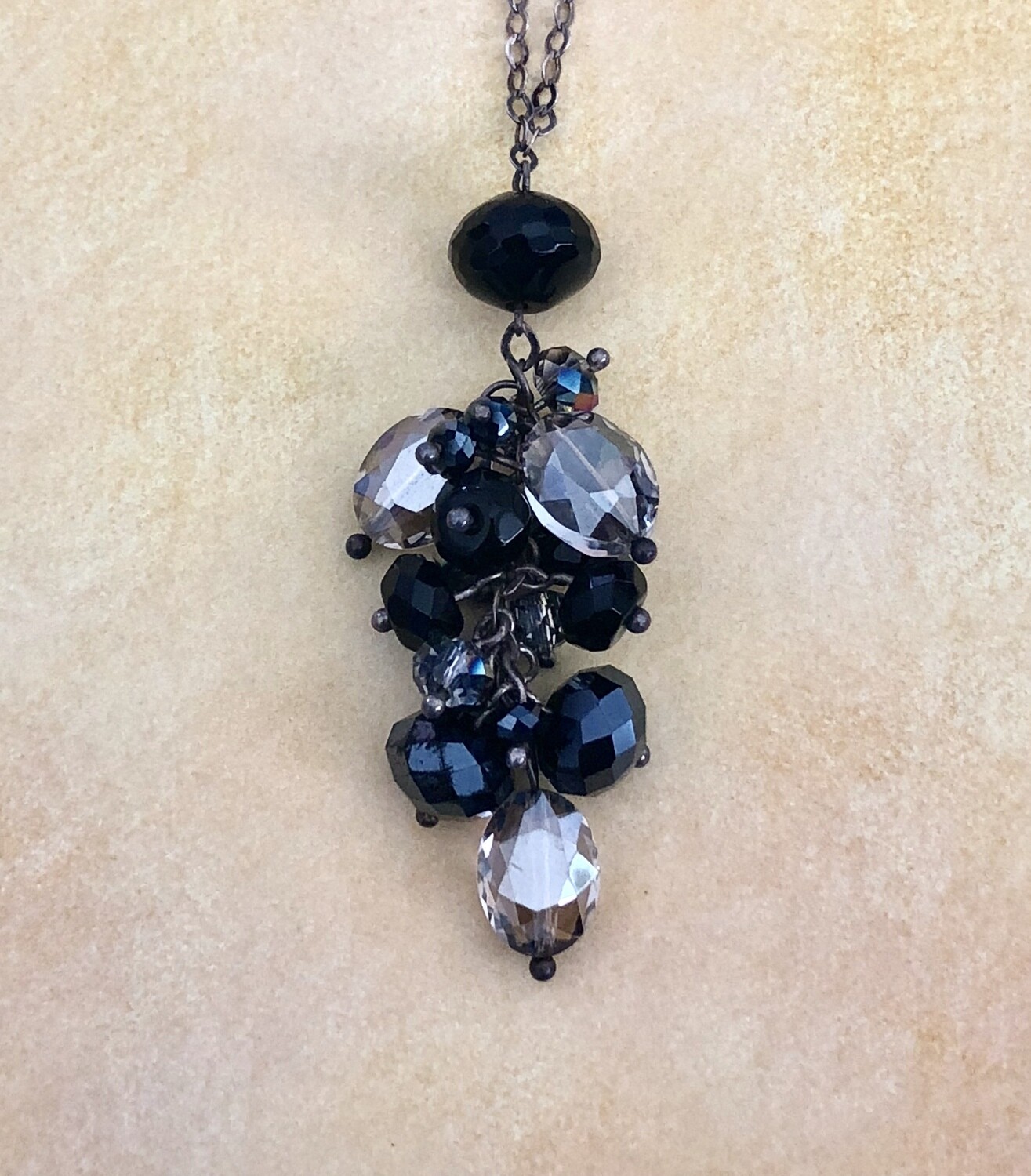 Sterling Silver Crystal & Onyx Necklace
