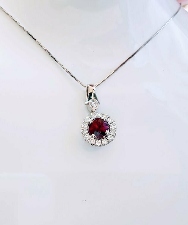 Ruby light tourmaline & diamonds pendant