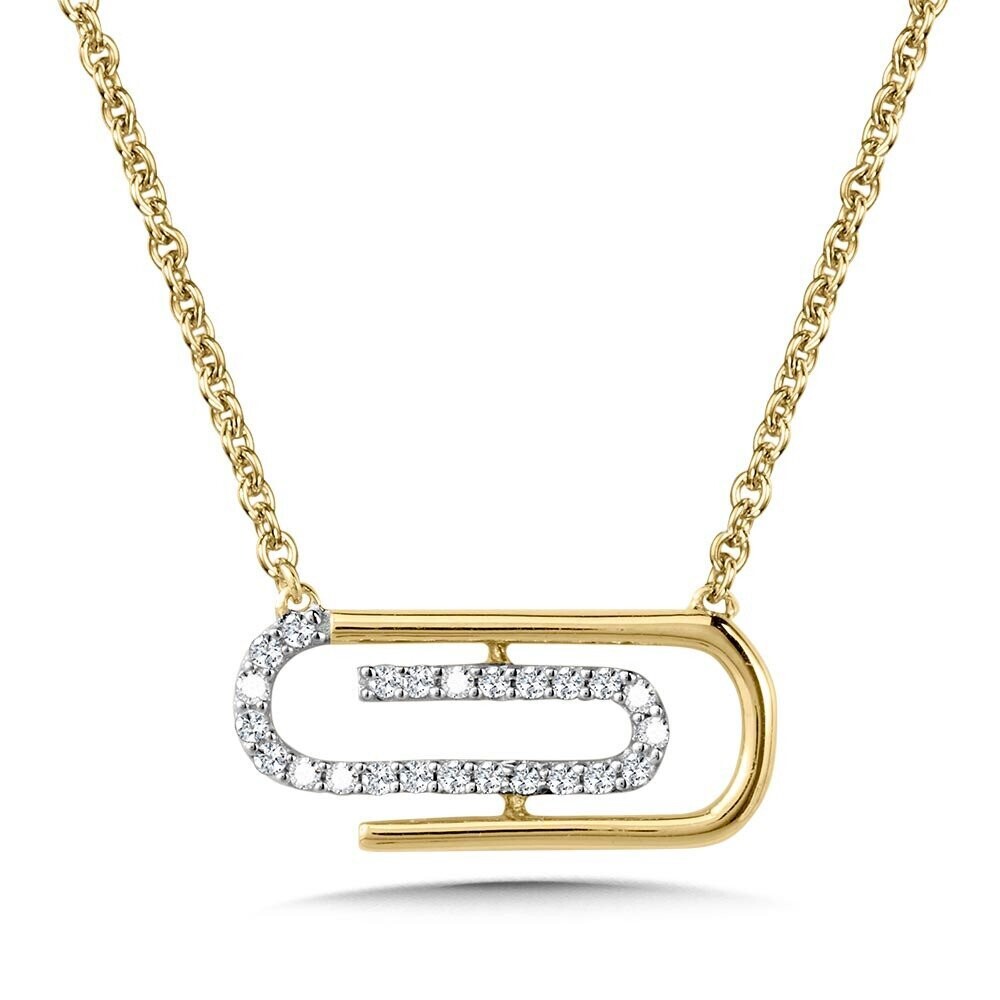 10K YELLOW GOLD, DIAMOND PAPERCLIP LOOPS NECKLACE