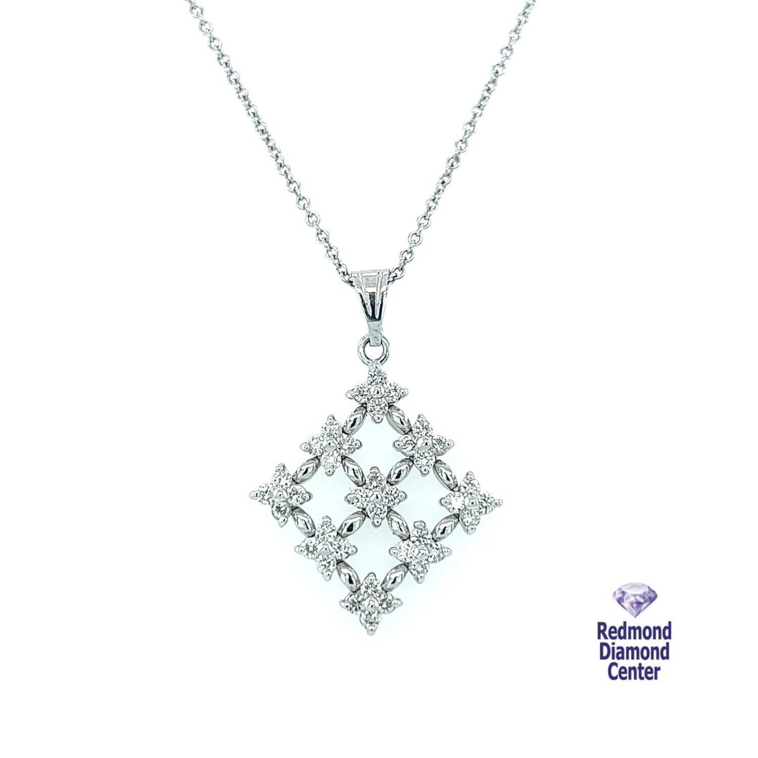 Round diamonds set in a flower necklace