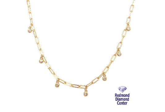 Silver Yellow Gold Plated Diamonds Necklace
