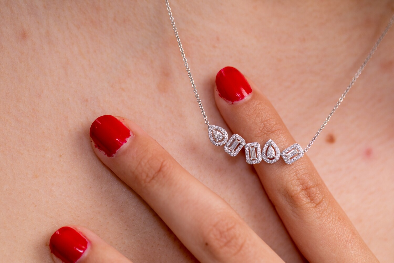 Multi Shape Diamond Necklace (12.35 ct.) in 18K Gold | Capucelli