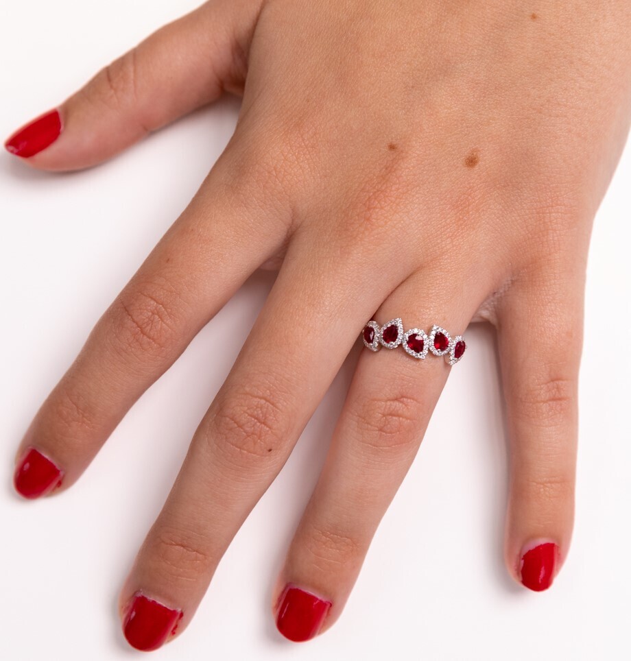 Ruby & diamonds Halo Ring