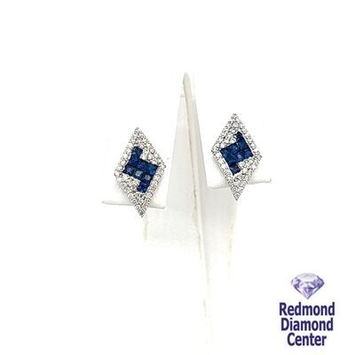Sapphire and Diamonds Earrings Lighting Bolt Style