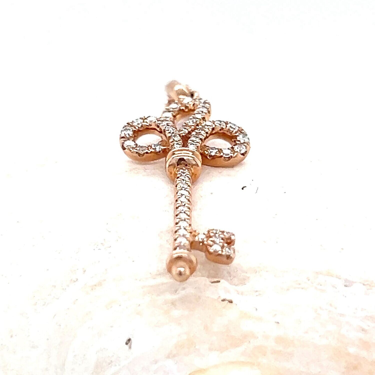 14K Rose Gold Diamond Key Necklace