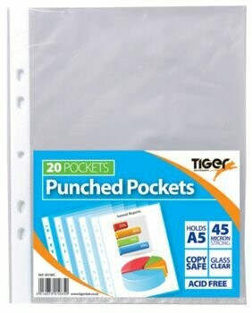 Tiger A5 Punched Pockets (pack of 20)
