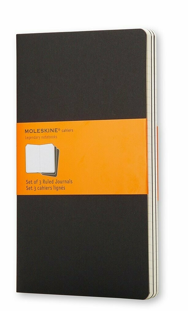 Moleskine Large Cahiers Black Ruled Journals (set of 3)