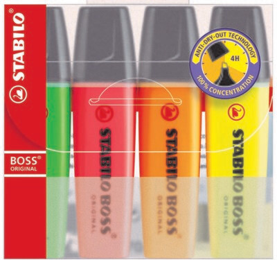 Stabilo BOSS Neon Highlighters (pack of 4)