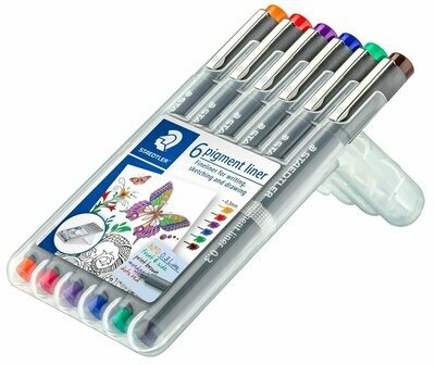 Staedtler - Set of 6 Coloured Pigment Liners