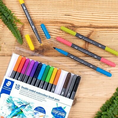 Staedtler Double-Ended Watercolour Brush Pens - pack of 18