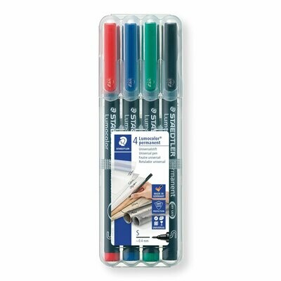 Staedtler 4 Pack Lumocolor Permanent Pens - Superfine