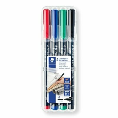 Staedtler 4 Pack Lumocolor Permanent Pens - Medium