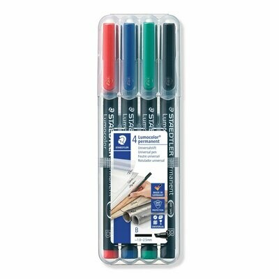 Staedtler 4 Pack Lumocolor Permanent Pens - Broad