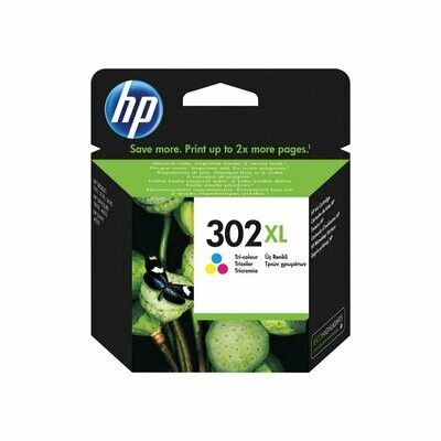 Genuine HP 302XL High Capacity Tri-Colour Ink Cartridge (F6U67AE)