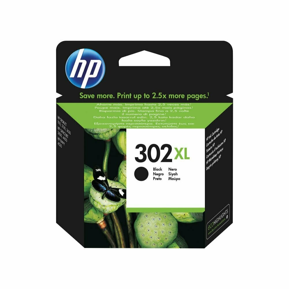 Genuine HP 302XL High Capacity Black Ink Cartridge (F6U68AE)