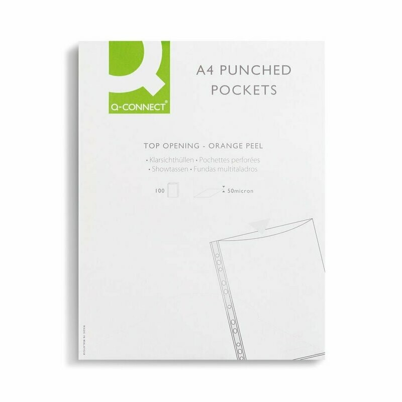 Q-Connect A4 Clear Polypropylene Punched Pockets (100 Pack)