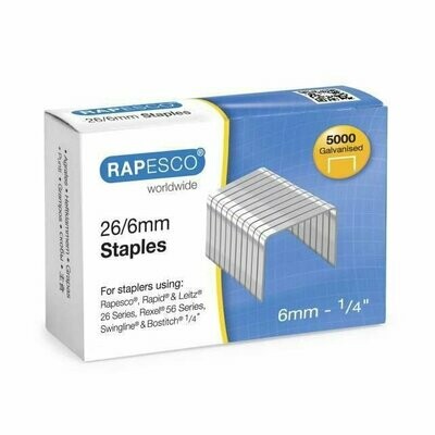 Rapesco 26/6mm Galvanised Staples (5000 Pack)