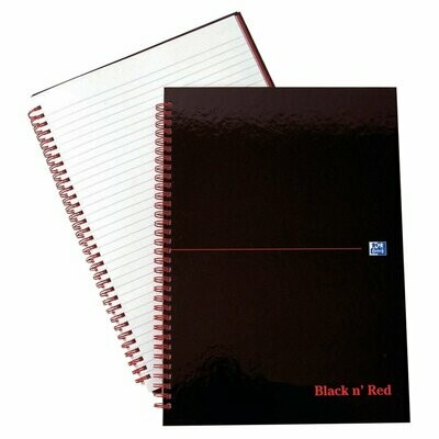Black n' Red Ruled Wirebound Hardback A4 Notebook