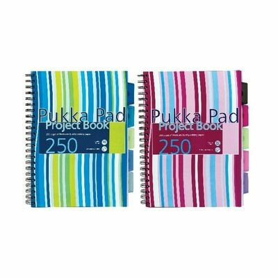 Pukka Pad Stripes A4 Polypropylene Project Book 250 Pages with removable dividers