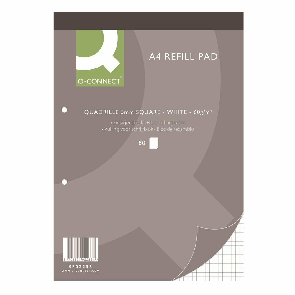 Q-Connect A4 Quadrille Headbound Refill Pad 160 Pages