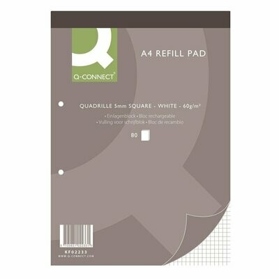 Q-Connect A4 Quadrille Headbound Refill Pad 160 Pages