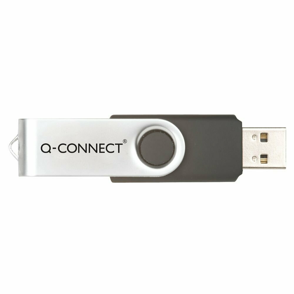 Q-Connect Silver/Black USB 2.0 Swivel Flash Drive
