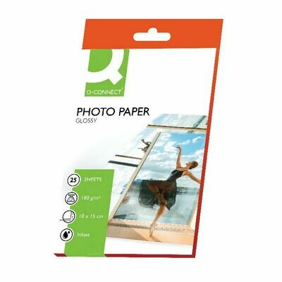 Q-Connect 10x15cm Gloss Photo Paper 180gsm (25 Pack)