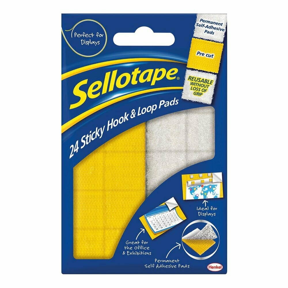 Sellotape Sticky Hook and Loop Pads (24 Pack)