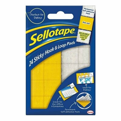 Sellotape Sticky Hook and Loop Pads (24 Pack)
