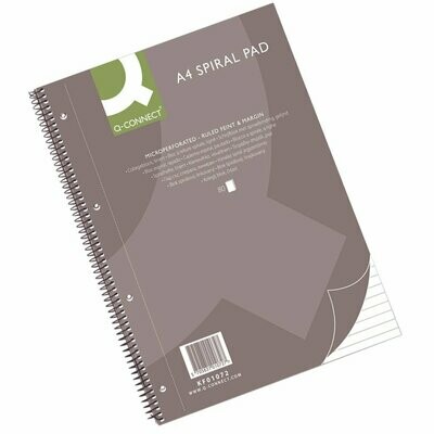 Q-Connect A4 Ruled Margin Spiral Soft Cover Notebook 160 Pages