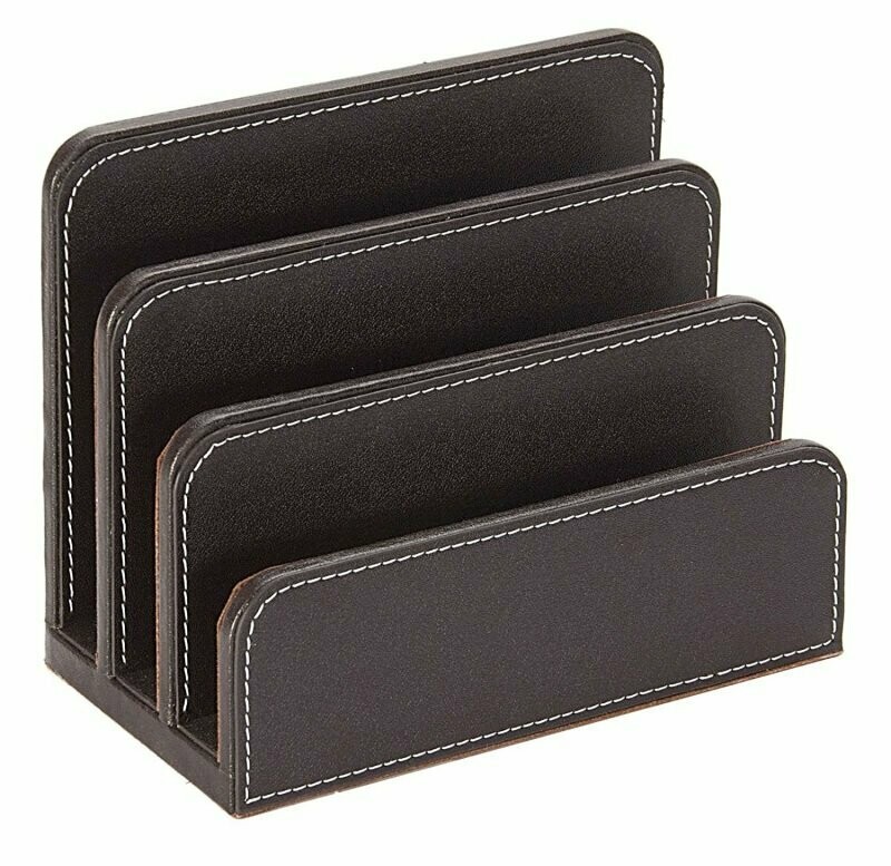 OSCO Brown Faux Leather Letter Holder