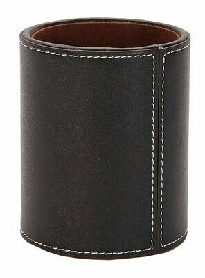OSCO Brown Faux Leather Round Pen Pot