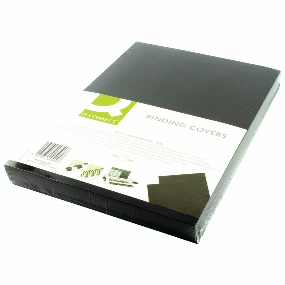 Q-Connect A4 Black Leathergrain Binding Covers (100 Pack)