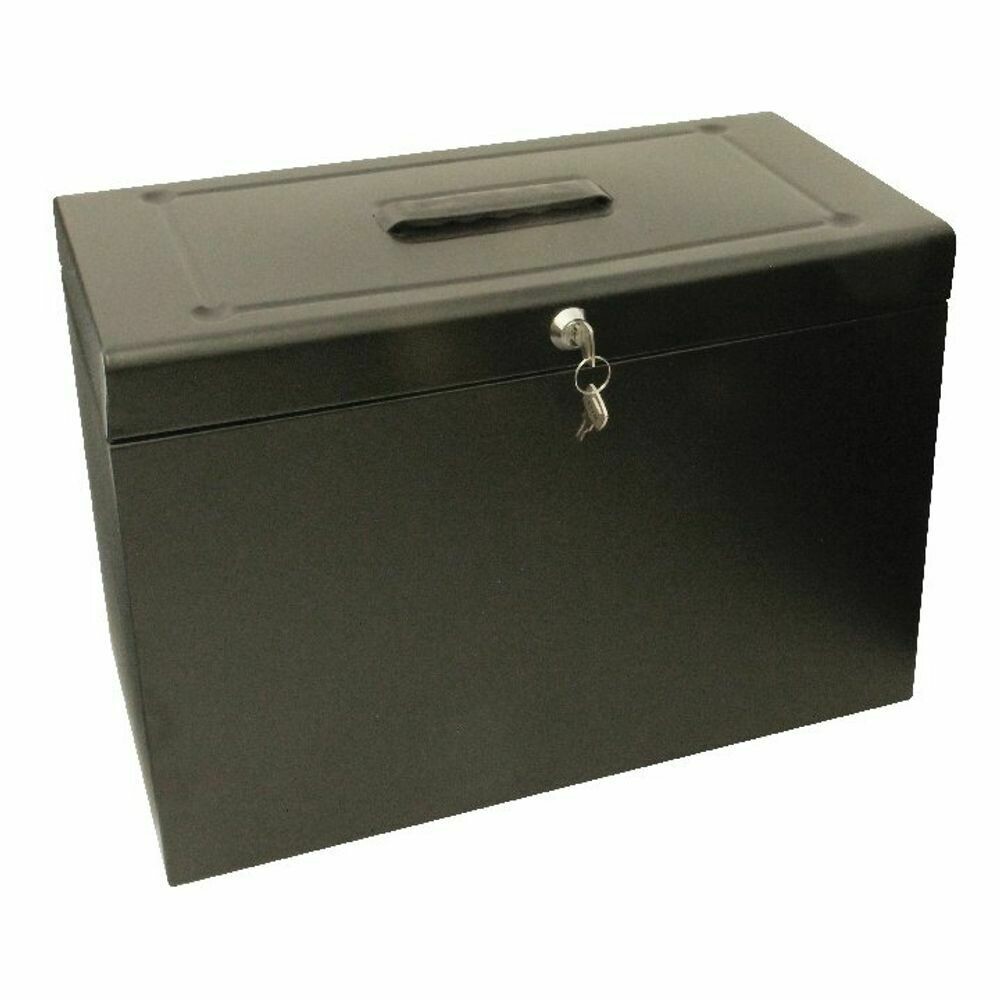 Cathedral Black Foolscap Metal File Box - Home Office