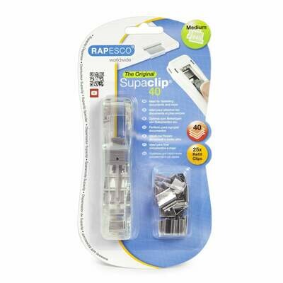 Rapesco Supaclip 40 Dispenser with 25 Clips (Stainless Steel)