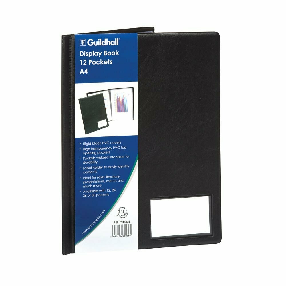 Exacompta Guildhall Black Display Book with 12 , 24 or 50 A4 Pockets