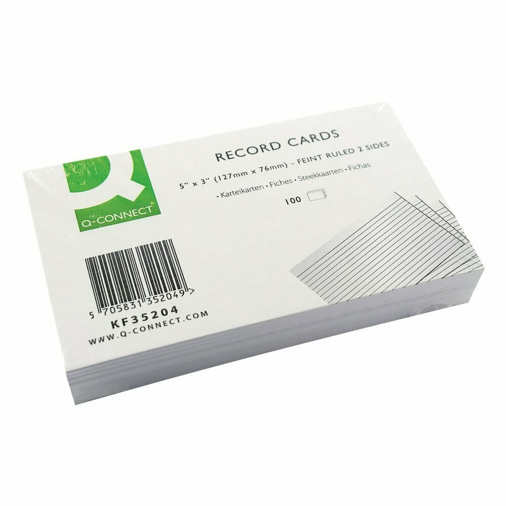 Record Cards Ruled Feint White (100 Pack)