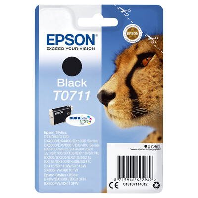 Genuine Epson T0711 (Cheetah) Black Ink Cartridge