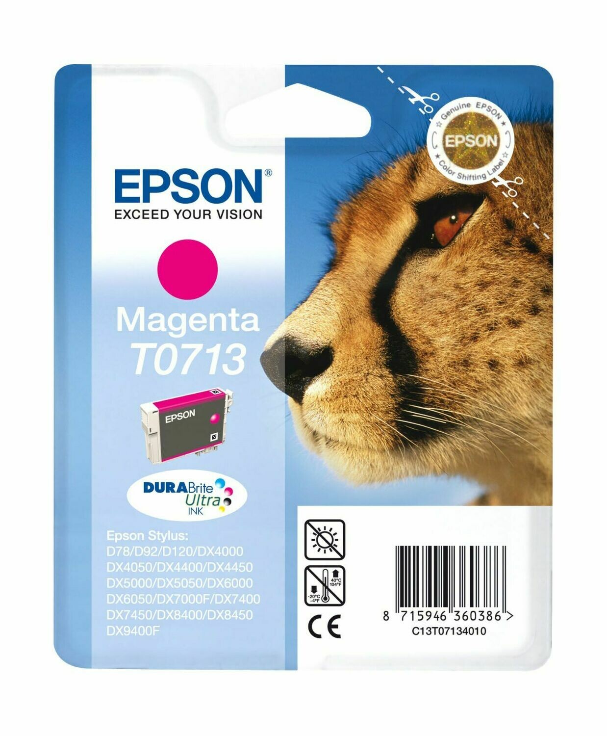 Genuine Epson T0713 (Cheetah) Magenta Ink Cartridge