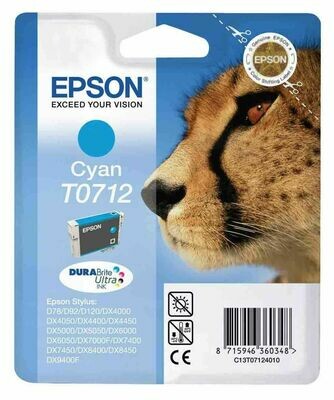 Genuine Epson T0712 (Cheetah) Cyan Ink Cartridge