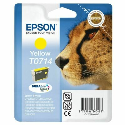 Genuine Epson T0714 (Cheetah) Yellow Ink Cartridge