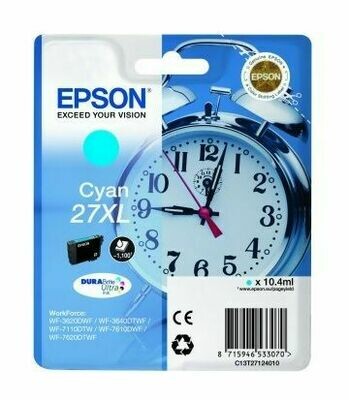 Genuine Epson 27XL (Alarm Clock) High Capacity Cyan Ink Cartridge (T2712)