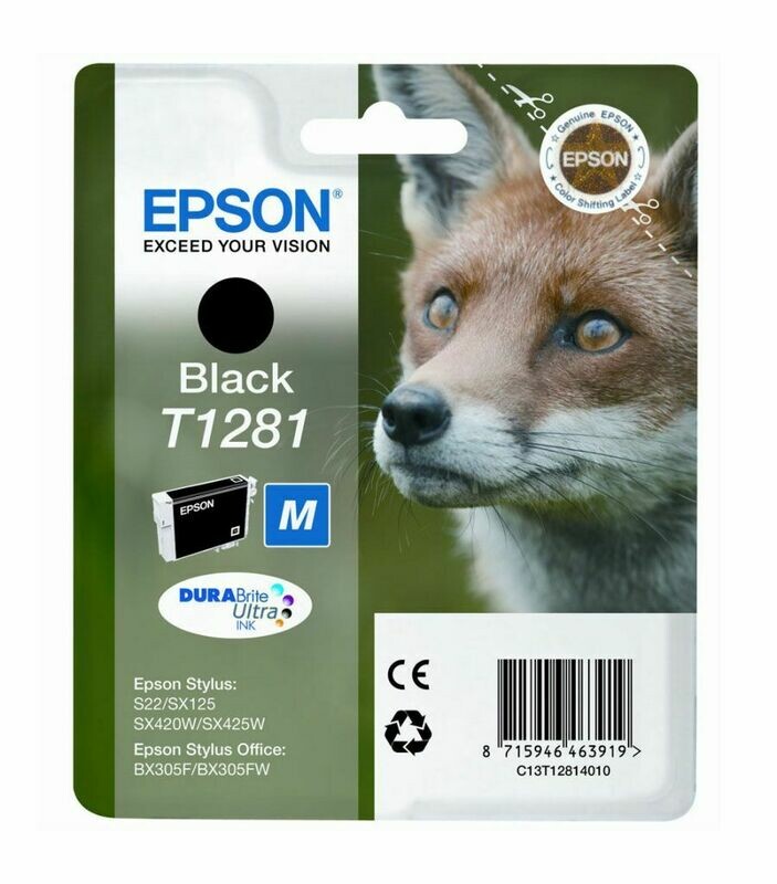 Genuine Epson T1281 (Fox) Black Ink Cartridge